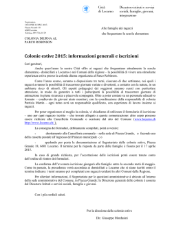 Colonie estive 2015: informazioni generali e iscrizioni