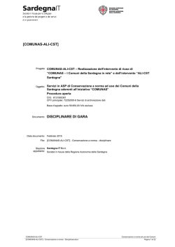 DISCIPLINARE DI GARA - Regione Autonoma della Sardegna