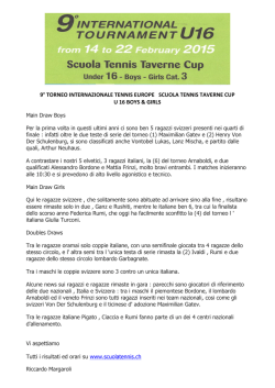 9&deg; TORNEO INTERNAZIONALE TENNIS EUROPE