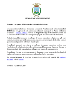 Progetto Lucignolo, il 24 febbraio i colloqui di selezione