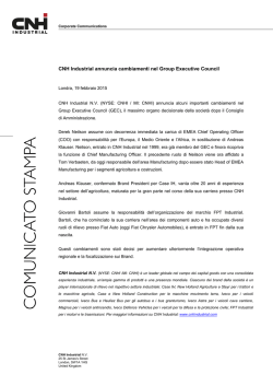 CNH Industrial annuncia cambiamenti nel Group Executive Council