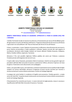Approvato il PIANO d`AZIONE (PAC) per L`INFANZIA.
