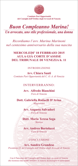 Buon Compleanno Marina! - Ordine degli Avvocati di Venezia