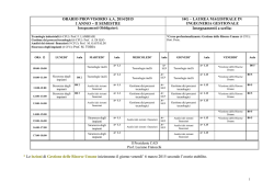ORARIO PROVVISORIO AA 2014/2015 I ANNO &ndash; II SEMESTRE I4G