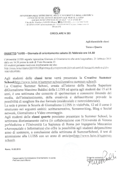 Circolare N. 203 - LUISS - Giornata di orientamento