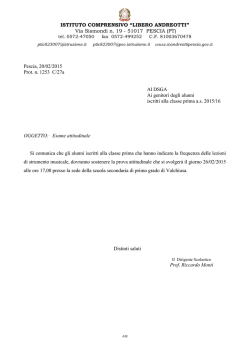 ISTITUTO COMPRENSIVO &ldquo;LIBERO ANDREOTTI&rdquo; Via Sismondi n