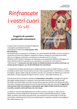 RINFRANCATE I VOSTRI CUORI Progetto di cammino