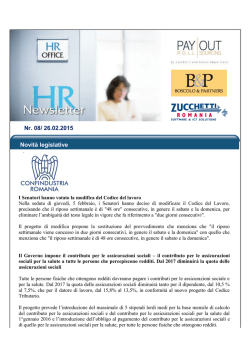 Nr. 08/ 26.02.2015 Novit&agrave; legislative
