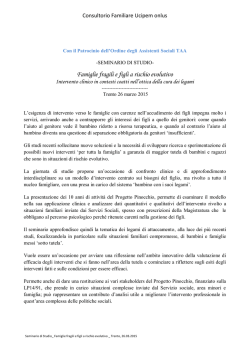 Famiglie fragili e figli a rischio evolutivo