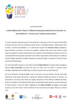 Comunicato stampa &ldquo;La vostra bussola sar&agrave;