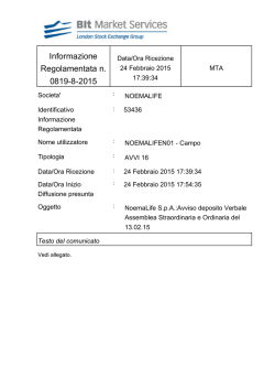 Informazione Regolamentata n. 0819-8-2015 - eMarket Storage