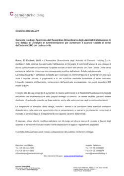 Delega al Consiglio di Amministrazione per aumento del