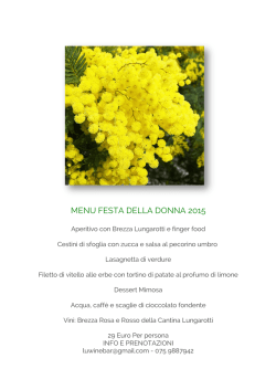 MENU FESTA DELLA DONNA 2015