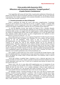 Prima predica della Quaresima 2015: Riflessione