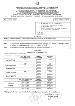 MODALITA DI FUNZIONAMENTO - IIS "Todaro