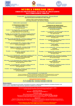 SCUOLA FORENSE 2015 - Consiglio dell`Ordine degli Avvocati di