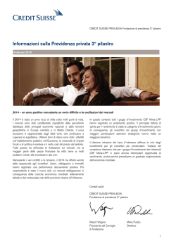Informazioni sulla Previdenza privata 3&deg; pilastro