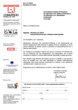 NI 17/2015 Direttiva 31/2014 Ai Produttori Sistemi di