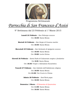 9 Settimana - Parrocchia San Francesco Floridia