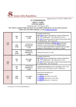 12a COMMISSIONE (Igiene e sanit&agrave;) CONVOCAZIONI Settimana