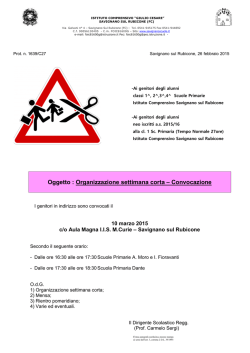 Oggetto : Organizzazione settimana corta &ndash; Convocazione