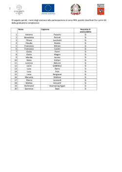 I nomi degli ammessi alla partecipazione al corso FRIS