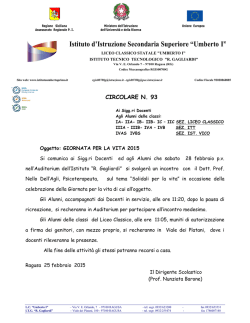 93) CIRCOLARE N 93 D GIORNATA DELLA VITA