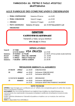ALLE FAMIGLIE DEI COMUNICANDI E CRESIMANDI