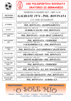 Prossime Partite - ASD Polisportiva Rovinata