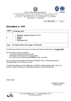 Proroga Iscrizione allo stage a Portsmouth