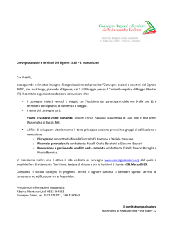 Continua a leggere&hellip; - Convegno Anziani e Servitori delle