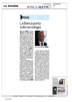 La Stampa La Banca punta sulla tecnologia Banca Aletti fa entrare
