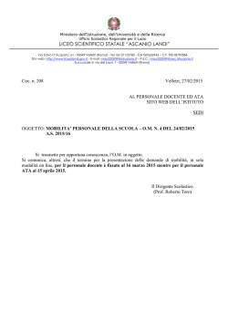 Mobilit&agrave; a.s. 2014/15 - Liceo Scientifico Ascanio Landi
