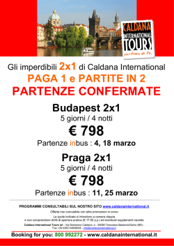 Partenze confermate a marzo!