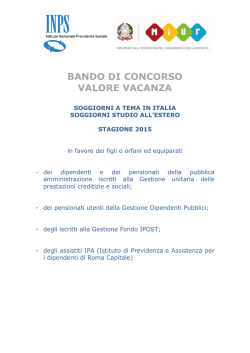 BANDO VALORE VACANZA 2015