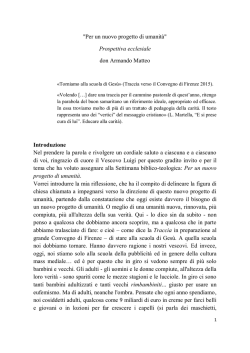 "Per un nuovo progetto di umanit&agrave;" Prospettiva