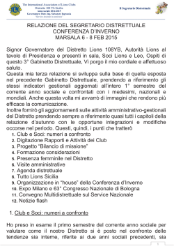 RELAZIONE DEL SEGRETARIO DISTRETTUALE