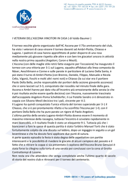 Il torneo vecchie glorie organizzato dall`HC Ascona per il 75o anni
