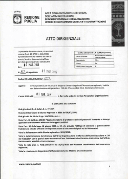 n. 122 del 3 marzo c.m. - Concorsi Regione Puglia