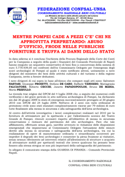 federazione confsal-unsa mentre pompei cade a pezzi c`e` chi ne