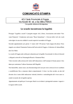 Comunicato stampa "Le scuole incontrano la legalità"