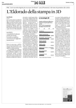 L`Eldorado della stampa in 3D