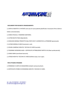 DOCUMENTI PER RICHIESTA FINANZIAMENTO