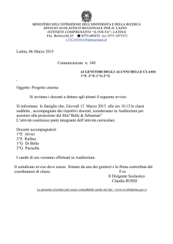 Comunicazione n. 140 PROGETTO CINEMA