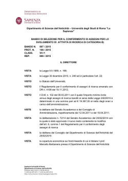 Avviso pubblico n. 007 / 2015 - Universit&agrave; di Roma