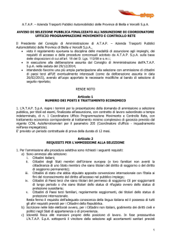 Bando Ufficio Programmazione Movimento e Controllo