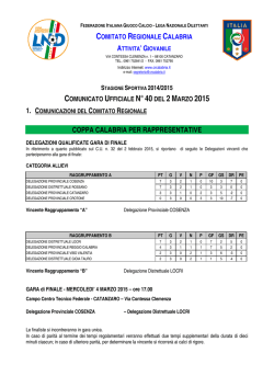 Provvedimenti G.S.T. Coppa Calabria per Rappresentative