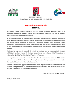 Comunicato Sindacale SIMMEC