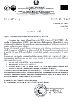 avviso n. 156 graduatorie interne di istituto a.s. 2015.16