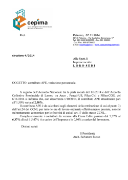 CIRCOLARE 2014-04 Contributo Ape, variazione percentuale